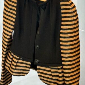 Burberry Black and Tan Striped Blazer
